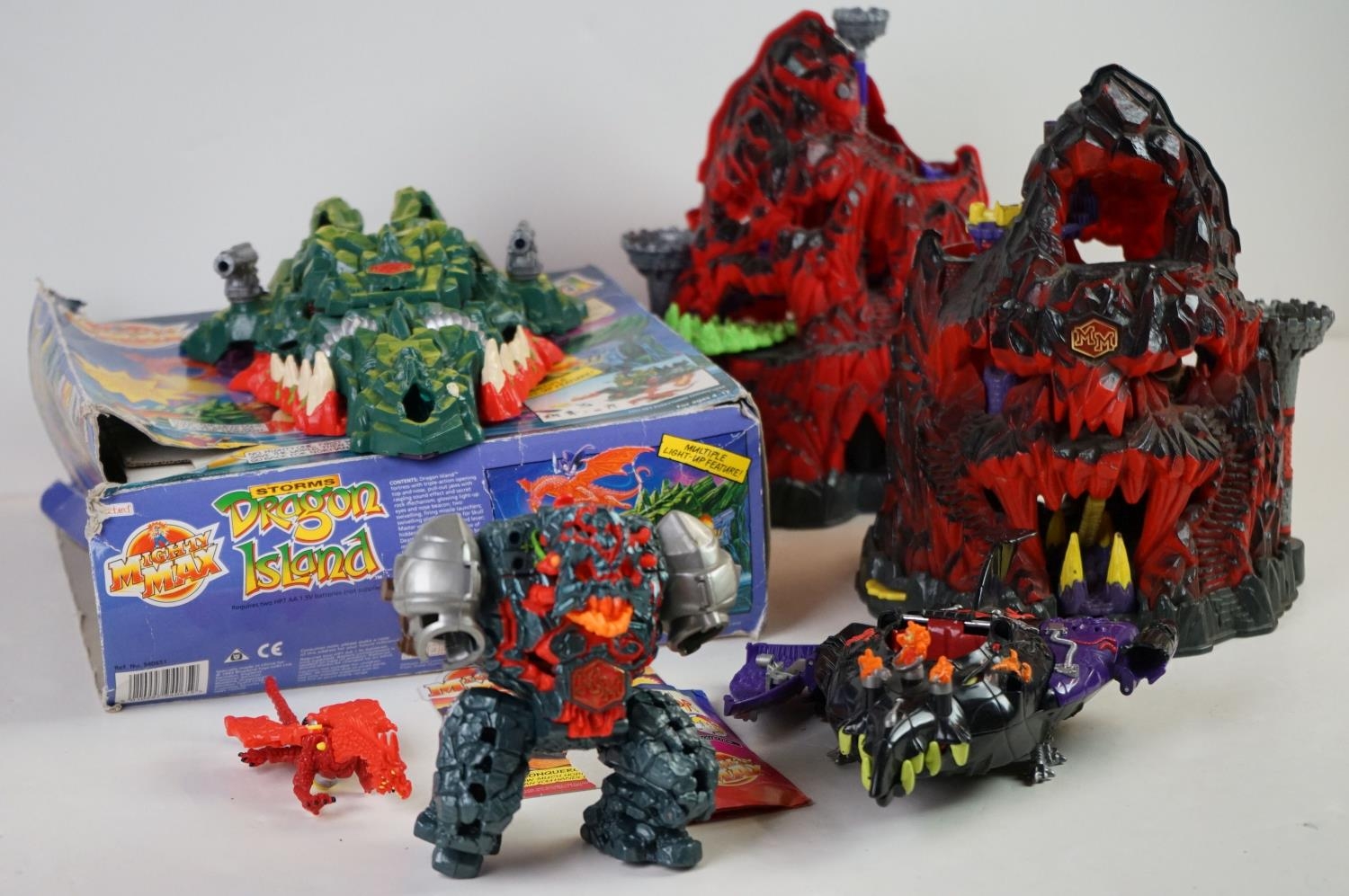 Boxed Mighty Max Dragon Island playset (tatty box), plus 2 x Boxed Mighty Max Dragon Island playset (tatty box), plus 2 x