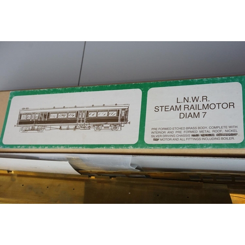 249 - Five boxed DJB Engineering O gauge metal model kits to include GWR 70' Autocoach Dia A26 Railmotor C... 