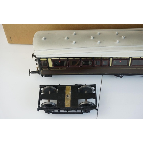 255 - Five built O gauge plastic / metal kit models to include LMS Power Car, GWR Diesel railcar, DJB Engi... 