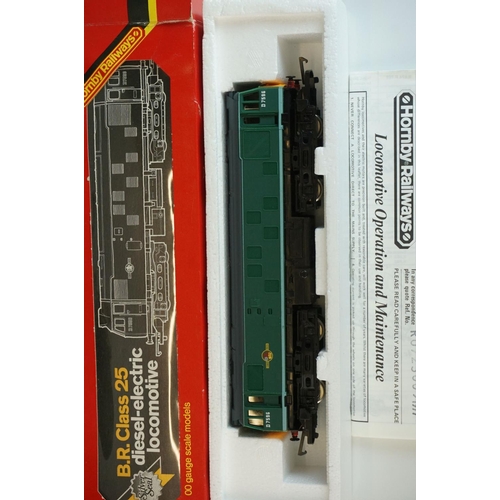 261 - Four boxed OO gauge locomotives to include 2 x Hornby (R072 BR Class 25 Diesel green & R355 MR 4-4-0... 