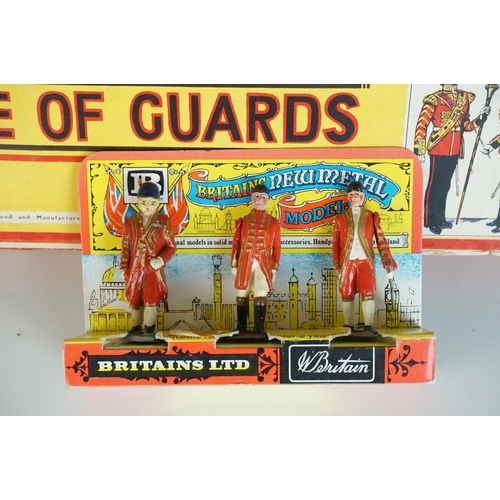 275 - Boxed Jo Hill Co ref 191 Guards (incomplete) plus 4 x Britains New Metal Models three figure sets (o... 