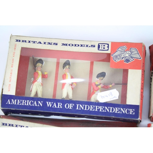 282 - Seven boxed Britains Swoppets plastic figure sets to include 5 x American Civil War, Cowboys 4659 & ... 