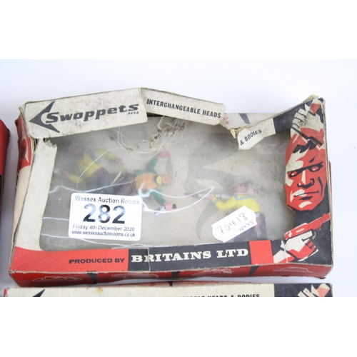 282 - Seven boxed Britains Swoppets plastic figure sets to include 5 x American Civil War, Cowboys 4659 & ... 