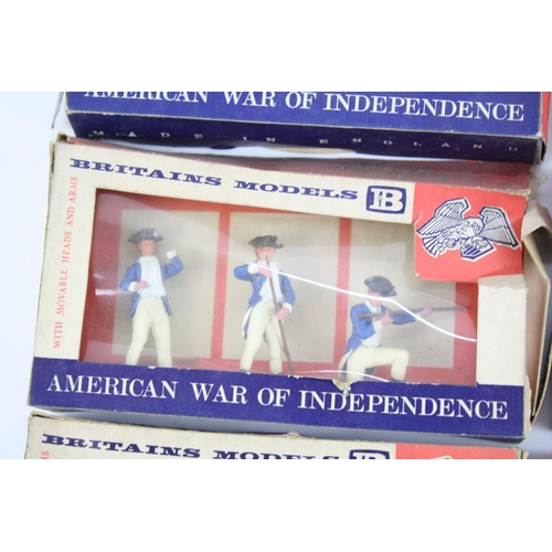 282 - Seven boxed Britains Swoppets plastic figure sets to include 5 x American Civil War, Cowboys 4659 & ... 