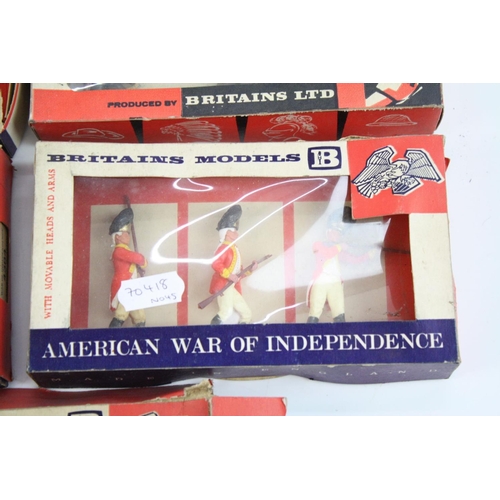 282 - Seven boxed Britains Swoppets plastic figure sets to include 5 x American Civil War, Cowboys 4659 & ... 