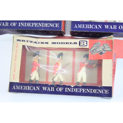 282 - Seven boxed Britains Swoppets plastic figure sets to include 5 x American Civil War, Cowboys 4659 & ... 