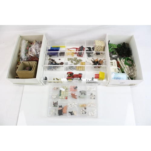 287 - Collection of plastic and metal farming figures and accessories mainly Britains featuring Floral Gar... 