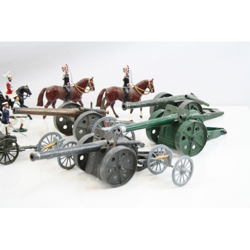 298 - Collection of eight metal model military guns, to include Britains, together with a selection of unm... 