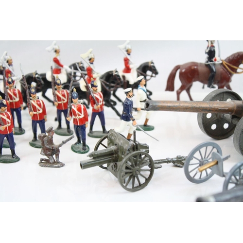 298 - Collection of eight metal model military guns, to include Britains, together with a selection of unm... 