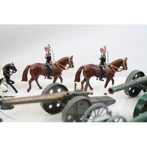 298 - Collection of eight metal model military guns, to include Britains, together with a selection of unm... 