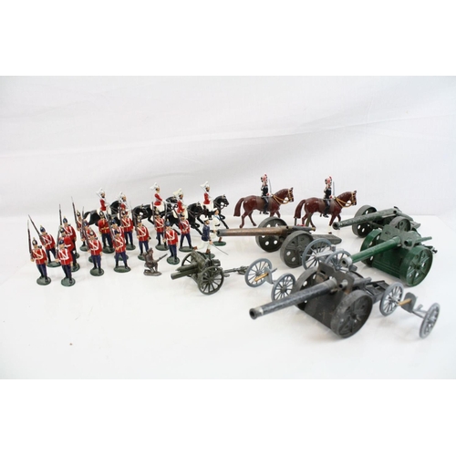 298 - Collection of eight metal model military guns, to include Britains, together with a selection of unm... 