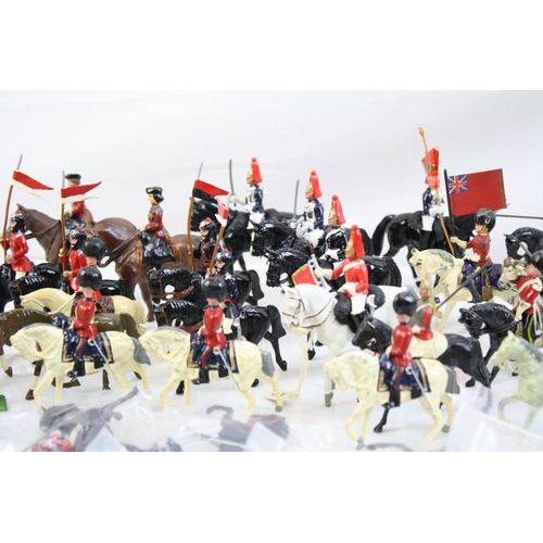 303 - Good collection of metal soldiers and figures, many Britains examples, some play wear, some repainte... 