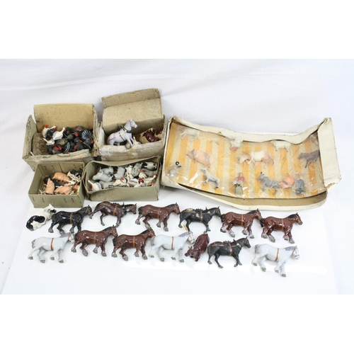 305 - Large quantity of mid 20th C metal farm animals figures to include boxed Crescent figure set (poor b... 