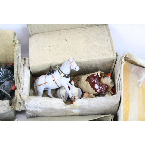 305 - Large quantity of mid 20th C metal farm animals figures to include boxed Crescent figure set (poor b... 