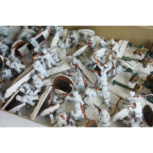 327 - Collection of miniature metal and plastic war gaming vehicles and accessories, painted, vg quality