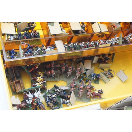 328 - Collection of miniature metal and plastic war gaming vehicles and accessories, painted, vg quality