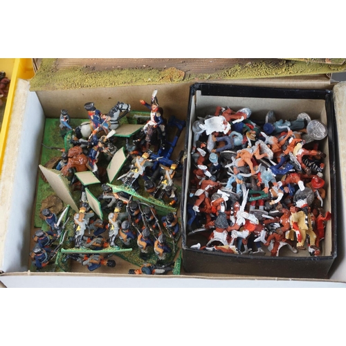 328 - Collection of miniature metal and plastic war gaming vehicles and accessories, painted, vg quality