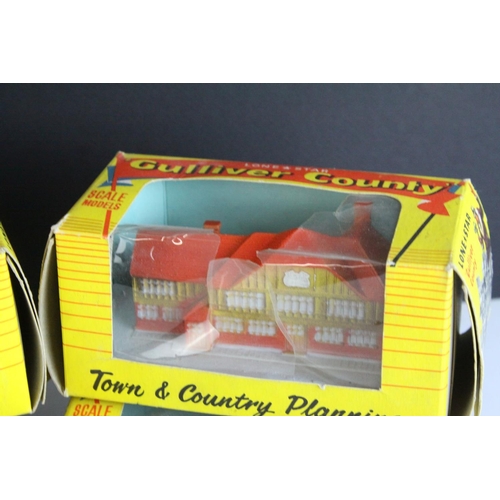 40 - Six boxed Lone Star  OOO Gauge Gulliver County Town & Country Planning rubber buildings to include 1... 