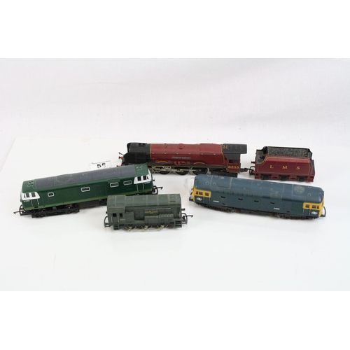 55 - Four OO gauge locomotives to include 2 x Hornby featuring Duchess of Sutherland & D7063 and Lima x 2... 