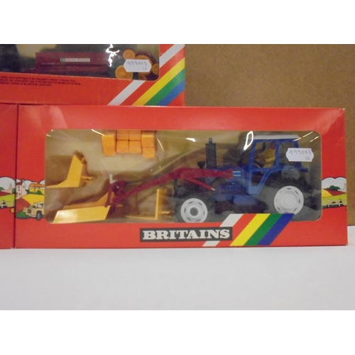 1155 - Ex Shop Stock - Three boxed Britains Tractors to include 9598 Ford Tractor and Rear Digger, 9584 For... 