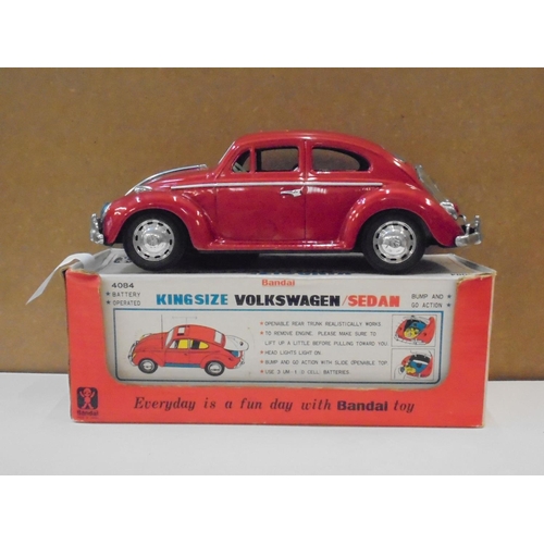 1156 - Boxed Bandai 4084 Kingsize Volkswagen/Sedan battery operated tinplate car, box gd, model vg, no corr... 