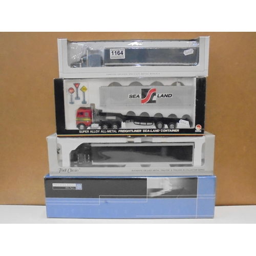 1164 - Four boxed diecast commercial vehicles to include Shinsei Freightliner Sea-Land Container, SpecCast ... 