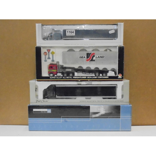 1164 - Four boxed diecast commercial vehicles to include Shinsei Freightliner Sea-Land Container, SpecCast ... 