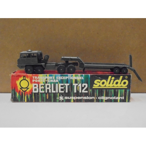 1167 - Four boxed Solido diecast models to include Berliet T12 Transporter, 222B Char Tiger, 203212 Battles... 