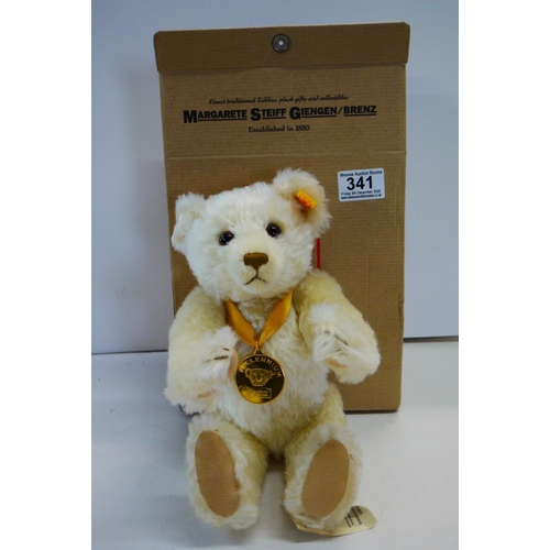 341 - Boxed Steiff 654701 Mohair Teddy Bear 32 Millennium with original tag, vg