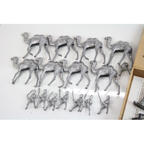 310 - 14 Metal Hussar figures plus 8 diecast metal camels with riders