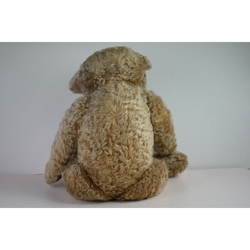 349 - Mid 20th C Chad Valley Teddy Bear, straw filled, with working growler, faded tag to right foot, gd o... 