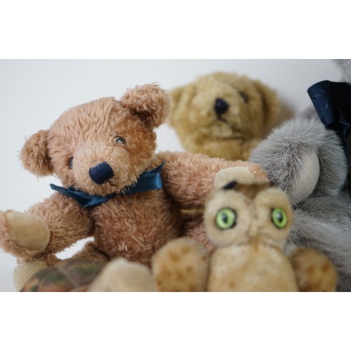 350 - Eigth vintage soft toys to include 3 x Steiff miniatures, Salco Bear, Cheeky Chums Bear, 2 x Kenleys... 