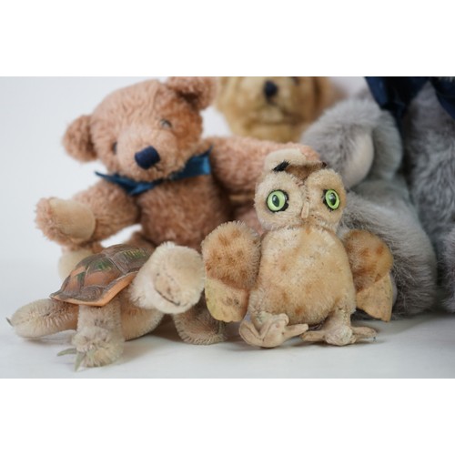 350 - Eigth vintage soft toys to include 3 x Steiff miniatures, Salco Bear, Cheeky Chums Bear, 2 x Kenleys... 