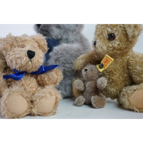 350 - Eigth vintage soft toys to include 3 x Steiff miniatures, Salco Bear, Cheeky Chums Bear, 2 x Kenleys... 