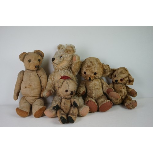 351 - Five early / mid 20th C Teddy Bears to include Merrythought, bears are mainly well loved and with we... 