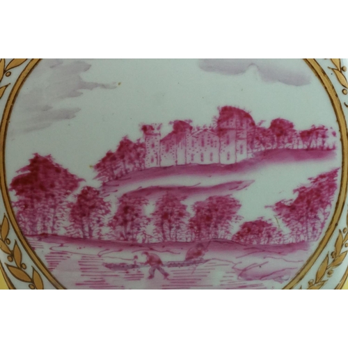 10 - Pair of 20th century Chinese Yellow Ground Vases decorated with panels of European Landscape Scenes,... 