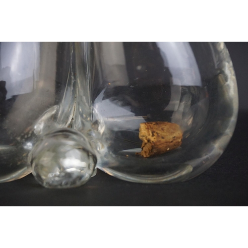 114 - Silver Mounted Glass Cross-over Oil and Vinegar Bottles, with silver mounted original stoppers, Birm... 