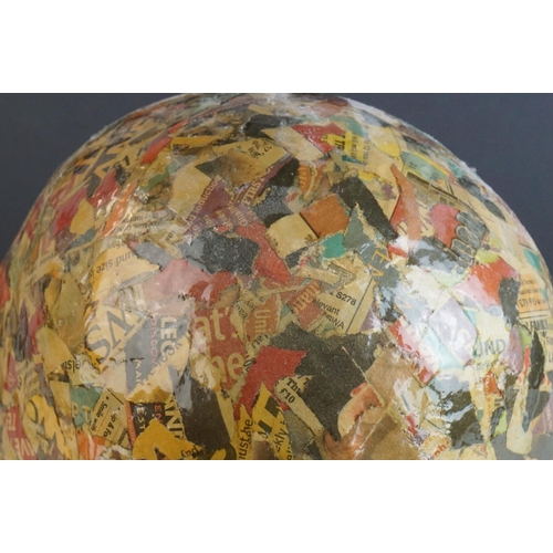 136 - Newspaper / Comic Papier Mache Man's Head on plinth base, 29cms high