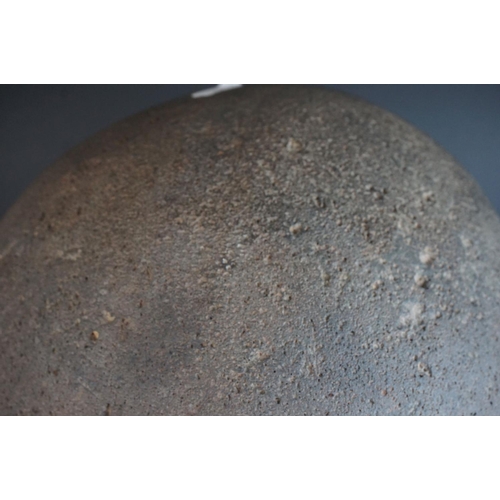 155 - Large Composite Stone Buddha Head mounted on a Wooden Block Base, total height 49cms