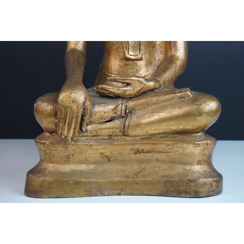 157 - Thai Gilt Bronze Buddha in a Seated Position, 55cms high
