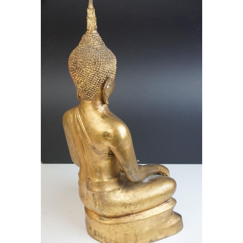 157 - Thai Gilt Bronze Buddha in a Seated Position, 55cms high