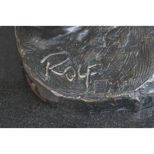 163 - Bronze Sculpture of a Pair of Hands titled ' Intuition' , limited edition, no. 31/395, signed Rolf (... 