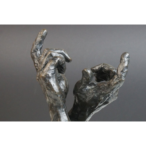 163 - Bronze Sculpture of a Pair of Hands titled ' Intuition' , limited edition, no. 31/395, signed Rolf (... 