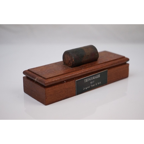 185 - Original Teak and Bolt taken from H.M.S. Trincomalee, launched 1817, 14cms long