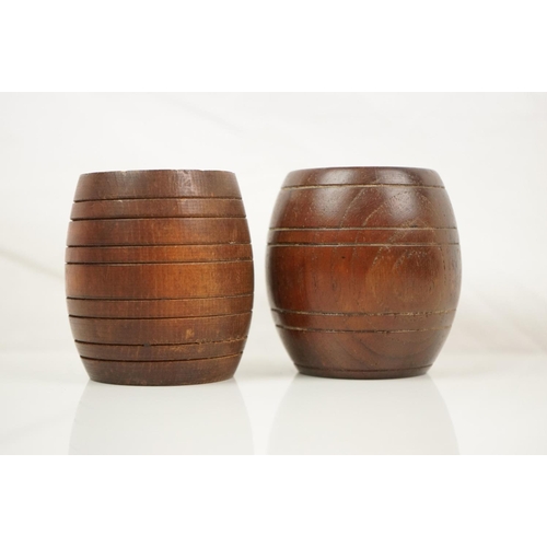 189 - Two Teak Wooden Barrels, one made from the decking of the Mauretania (the old lady of the Atlantic),... 