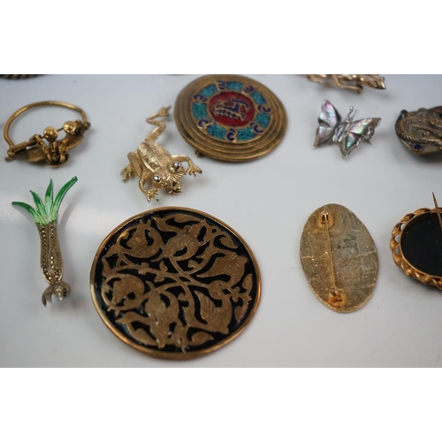 216 - Selection of Antique and Later Jewellery including Victorian Brooches, Brooches in the form of Anima... 