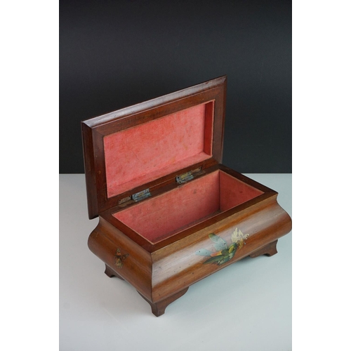 64 - Vintage Wooden Jewellery Box decorated with Swans, Birds and Butterflies