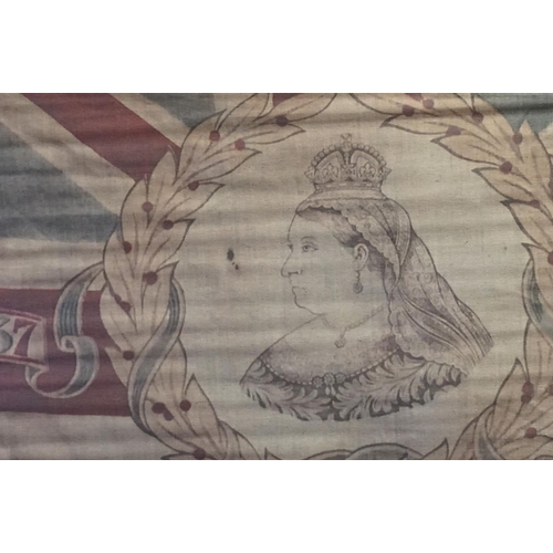 69 - Hanging ' God save the Queen ' Banner with poles, 100cms x 73cms