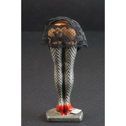 76 - Early 20th century Cast Metal Desk Ornament in the form of a Ladies Pair of Legs wearing Stockings, ... 
