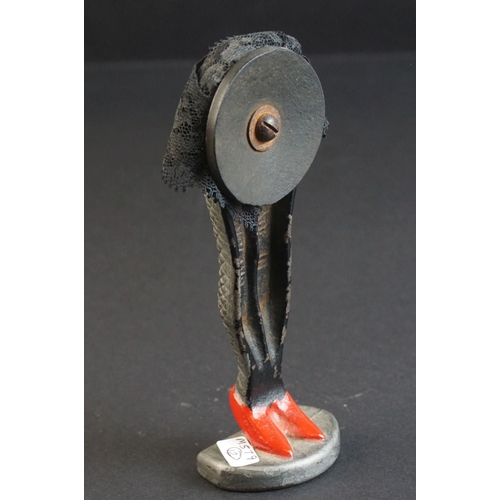 76 - Early 20th century Cast Metal Desk Ornament in the form of a Ladies Pair of Legs wearing Stockings, ... 
